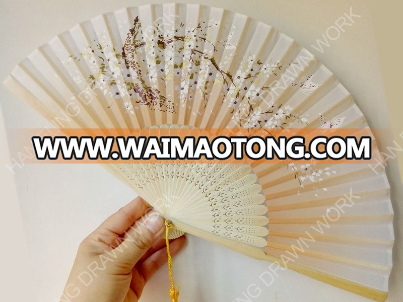 black bamboo ribs personalized silk hand fan