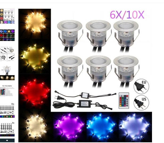 10 kits stainless steel 12v 0.6W 1w Outdoor Garden and Path Lights Recessed LED underground lights led deck light 0.6W