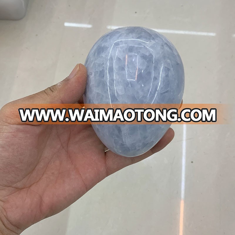 Wholesale natural blue celestite ore polished undrilled crystal yoni eggs healing for sale