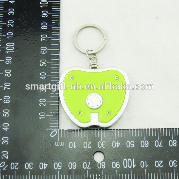 apple shape led flashing light keychain customized logo