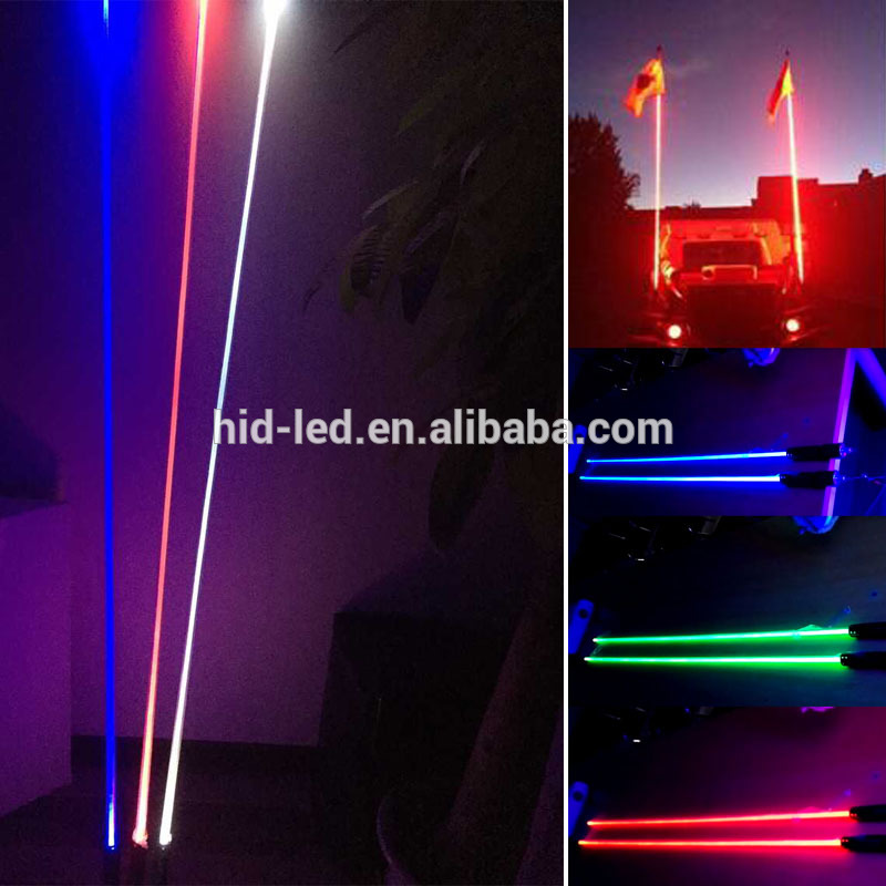 Factory supplier multicolors RGB auto flag led lights antenna for truck/motocycle fiber optic pole quick release car flag light