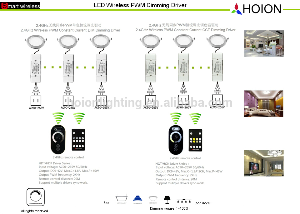 Led PWM Dimming Driver + RF Wireless 14 Key Remote For Constant Current lights,AC 90-265V, 10w,CE/RoHS,2 Yearsey Warranty