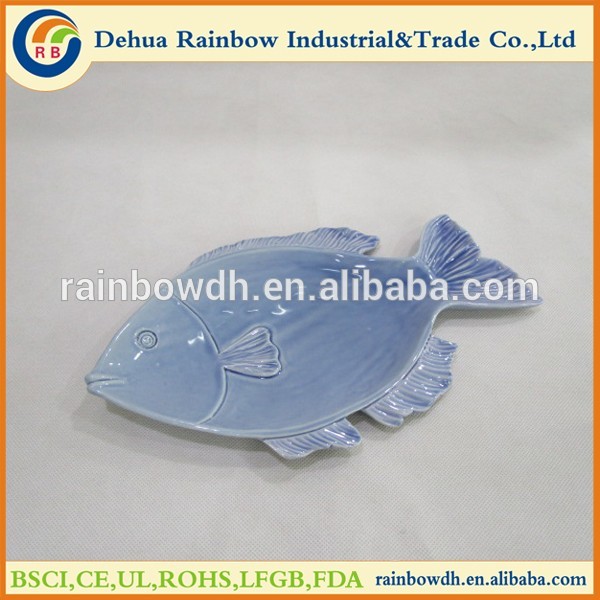 Handmade blue ceramic decorative plates porcelain fish plates