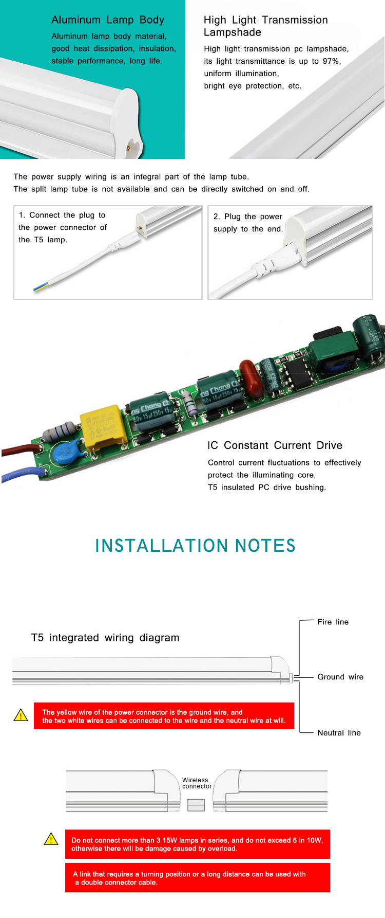 Hot Selling SMD Integrated 10 15W 6500K 900 600mm 5 Watt T5 Led Tube Light