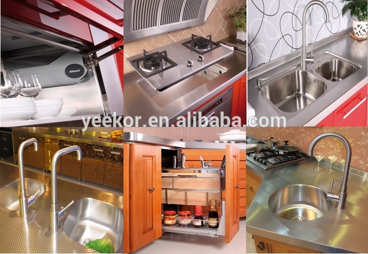 Modern small wooden colour Stainless Steel Outdoor Kitchen Cabinet designs