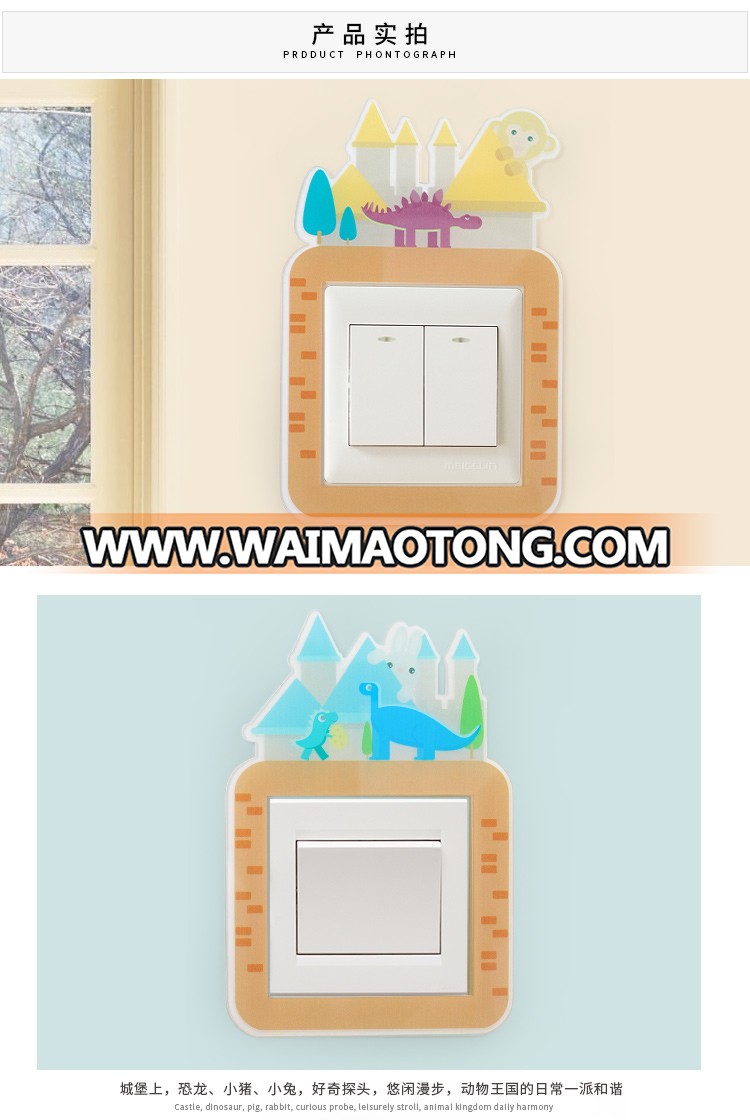 ROOGO wholesale resin wall decor Joy accompany light single switch sticker