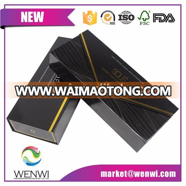 Elegant black magnetic boxes for hair extensions custom