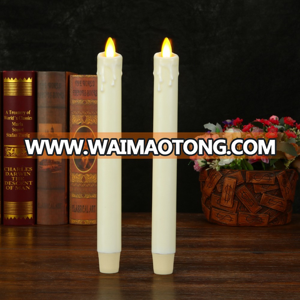 Real wax surface flameless  moving wick LED taper candles with timer and remote 2pcs/set Dripping Tear