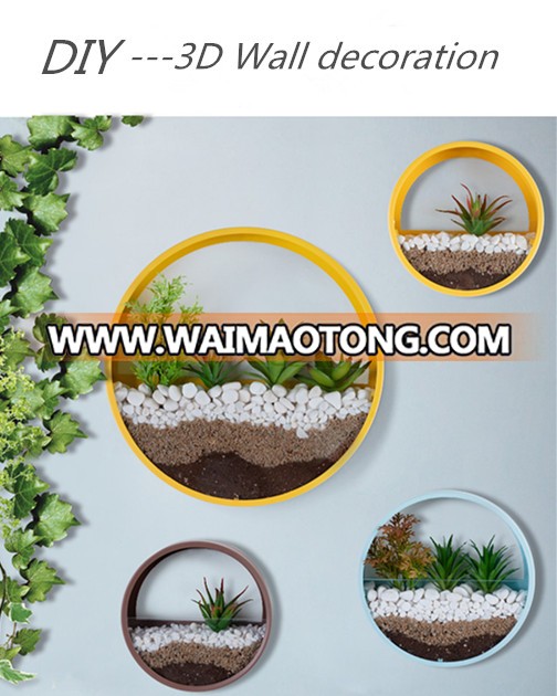 High quality 3D DIY circle hanging planter mental wall art for home decoration