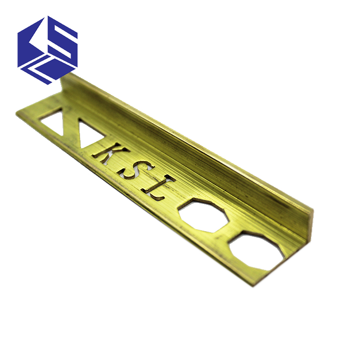 Flexible metal tile trim brass mill finish tile trim