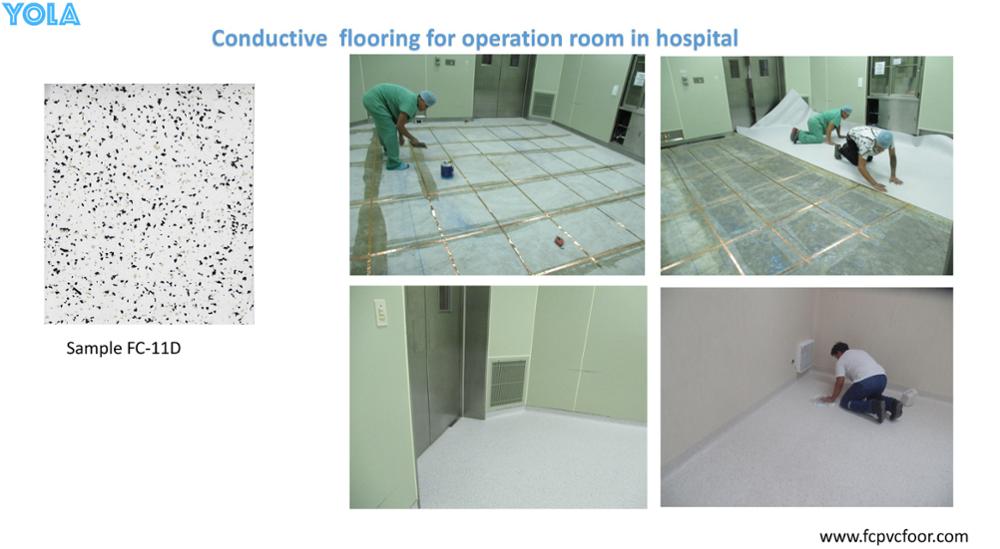 Anti-static vinyl flooring mat for clean room hospital floor tiles