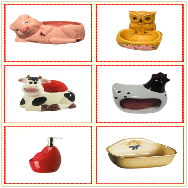 New hot sale new design ceramic dalmatian sponge holder for kitchen use