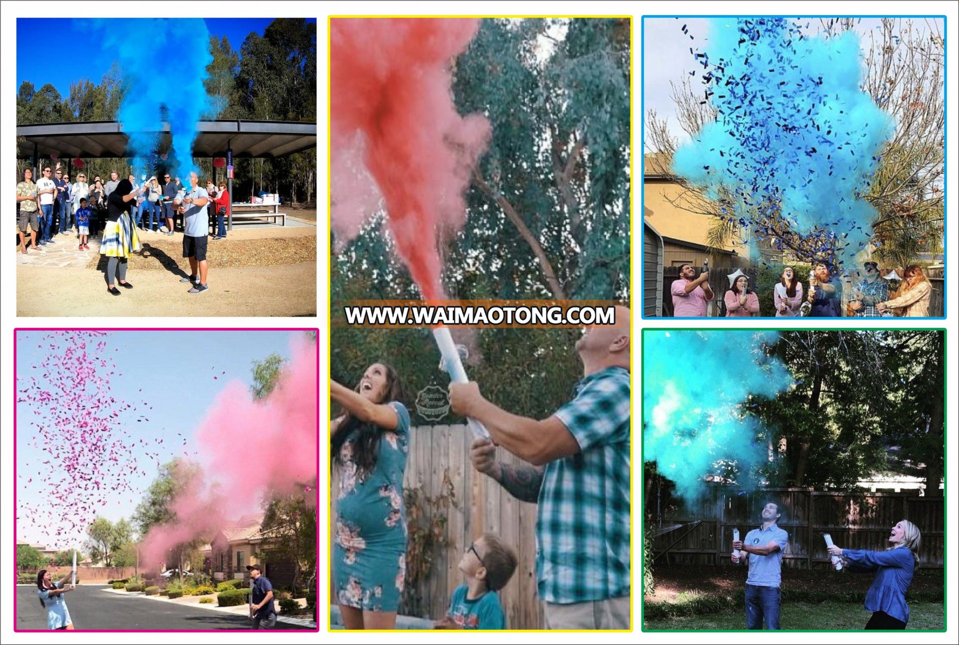 Boomwow Amazon Hot Sale Blue Pink Colorful Eco Friendly Gender Reveal Holi Powder For Baby Shower Party