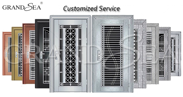 Latest Design Entry Security Solid Stainless Steel Door Foshan Factory