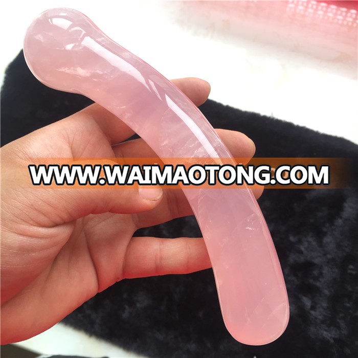 natural Rose quartz crystal dildo yoni healing crystal massage wand