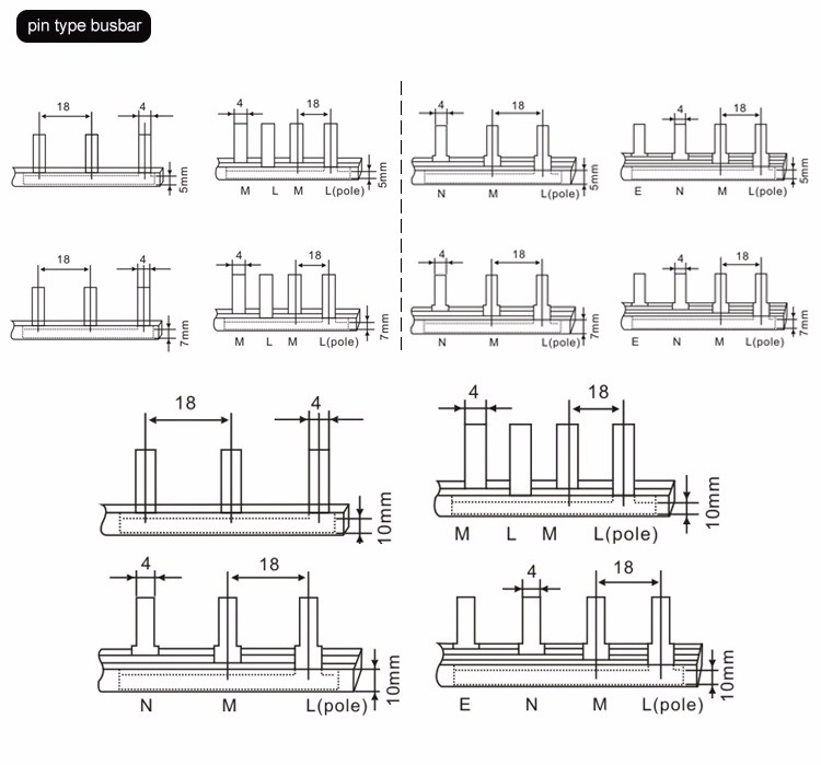 Haitai Brand Neutral Copper Busbar 1.8mm 1P 125A Comb Bars Connector