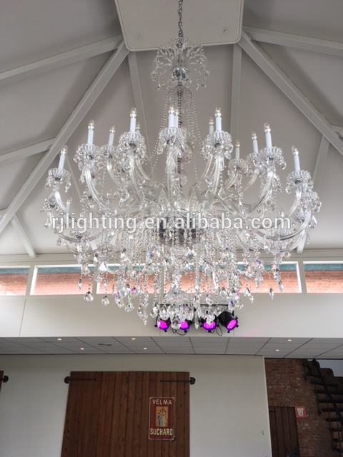 57'' inches big crystal candle chandelier pink colored cristal decorative hanging lighting luxury wedding decor