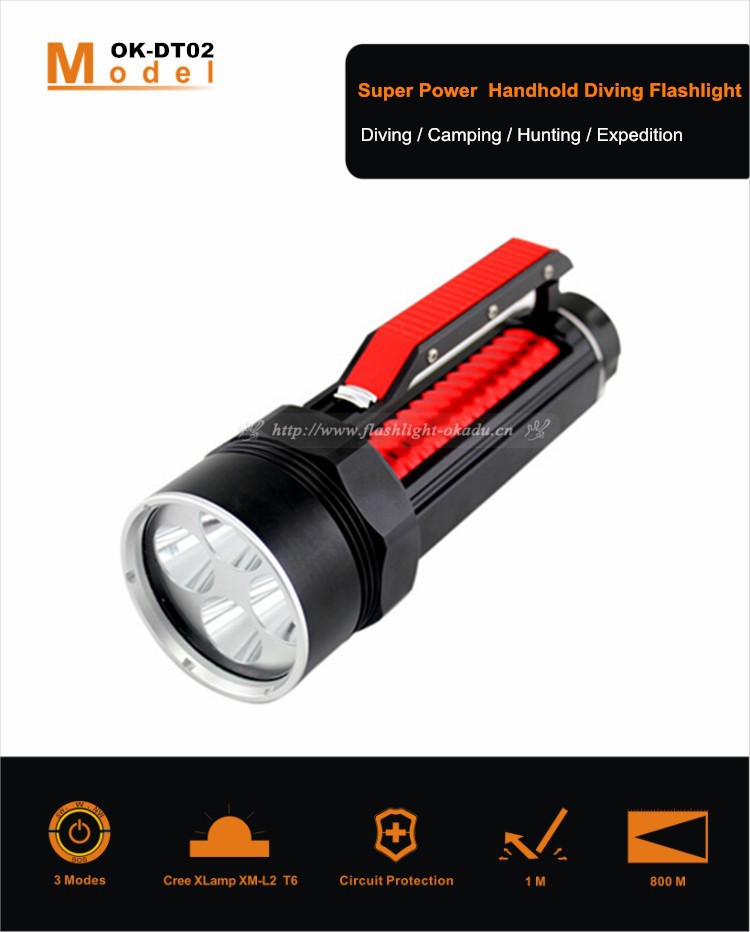 OKADU Hot Sale 4000 Lumens Waterproof 100m Diving Torch LED