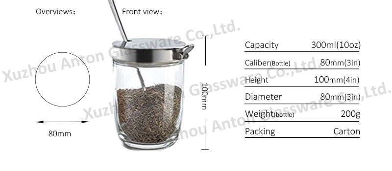 10 oz glass spice jars shaker bottles with metal holder