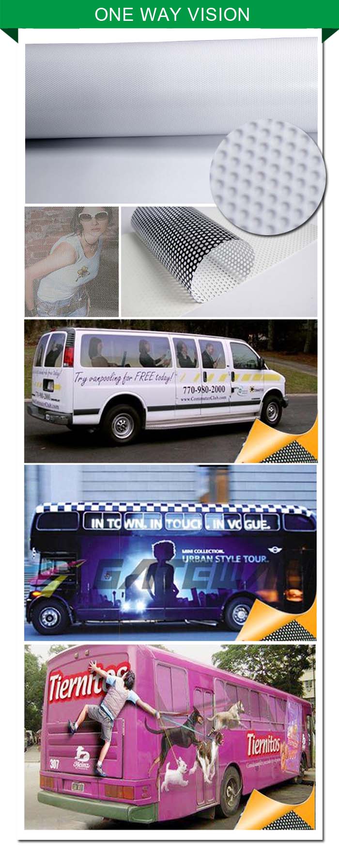 Wholesale Perforated self adhesive Vinyl film one way vision vinyl for car