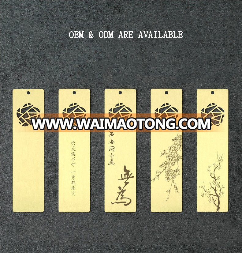 Promotional Gifts Custom Design Brushed Gold Brass Bookmark