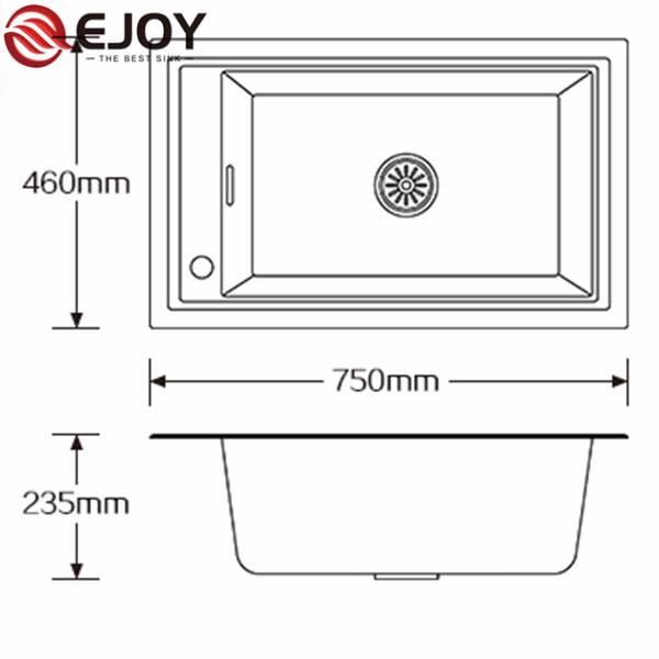 EJOY High Quality kitchen sink quartz OEM/ODM composite quartz kitchen black sink