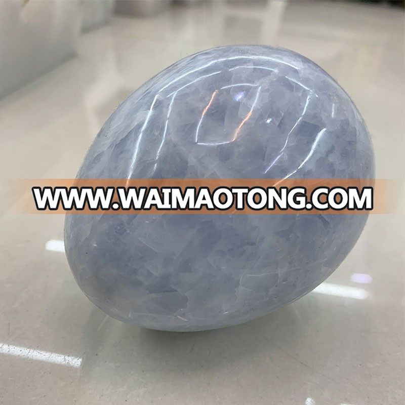 Wholesale natural blue celestite ore polished undrilled crystal yoni eggs healing for sale