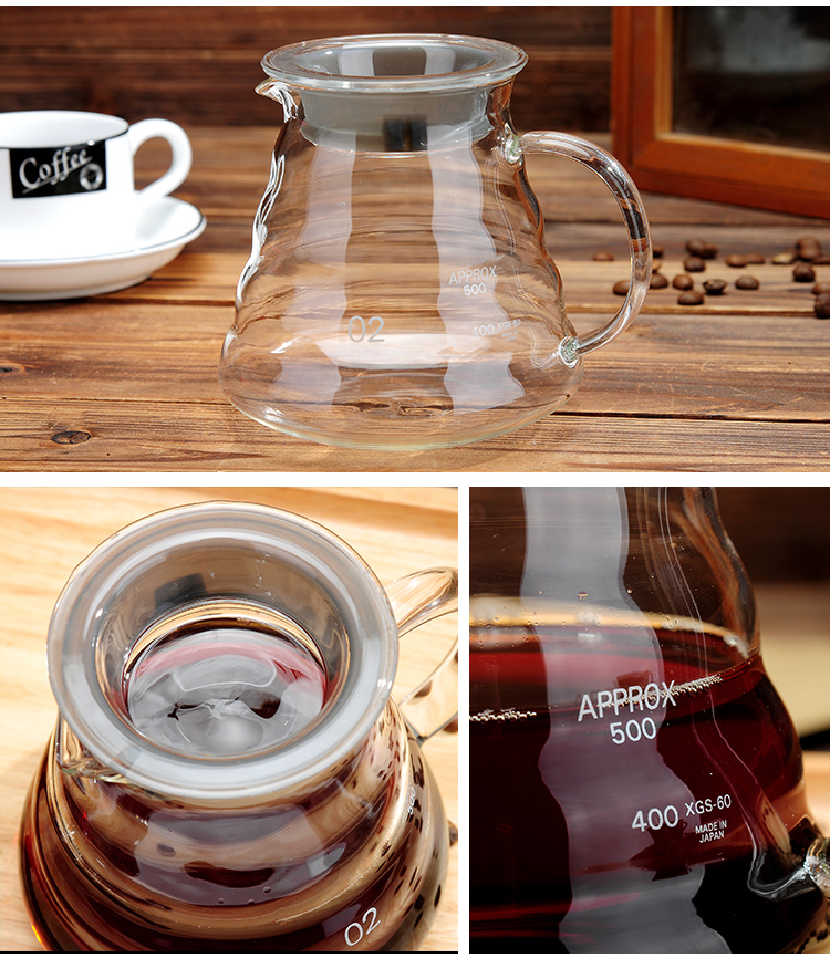 300ml 500ml 700ml 1200ml Heat Resistant Handmade Borosilicate Glass Coffee Pot V60 Coffee Maker