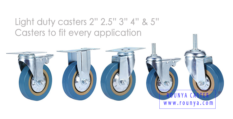 Light duty plastic caster with 360 degree swivel top plate for general use