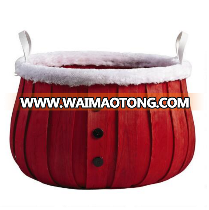 Christmas Split Wooden Bushel Basket with Handle