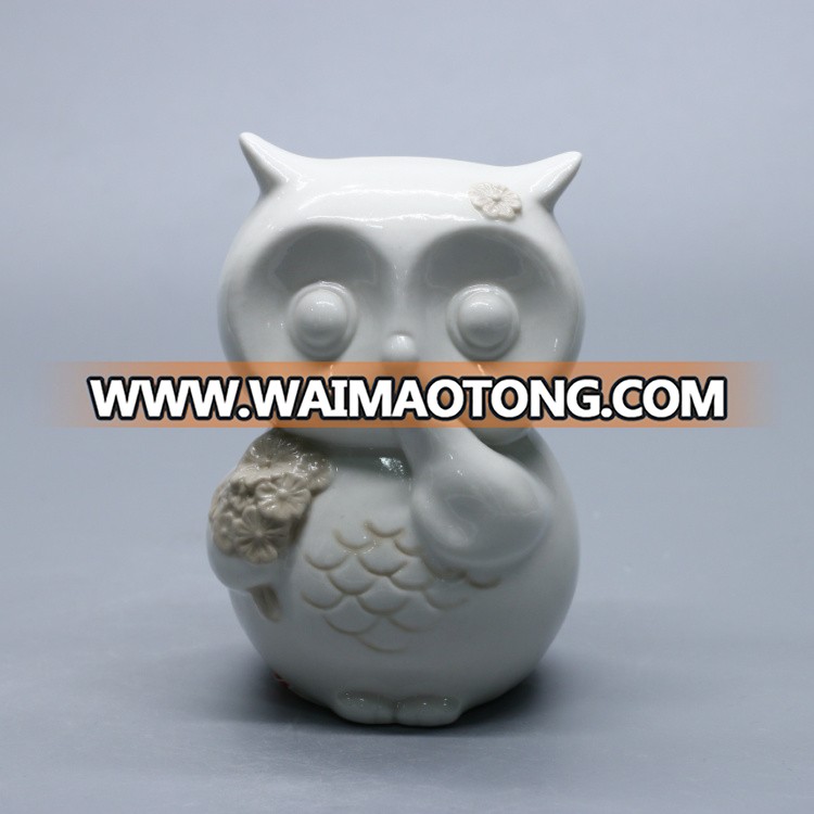 Home decoration cute owl chinese ceramic animal figurines