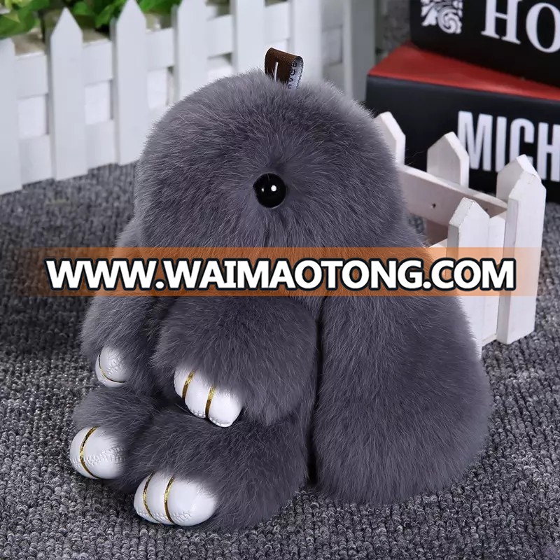 Fashion Popular fur car accessory plush soft rabbit keychain Valentine's day gift