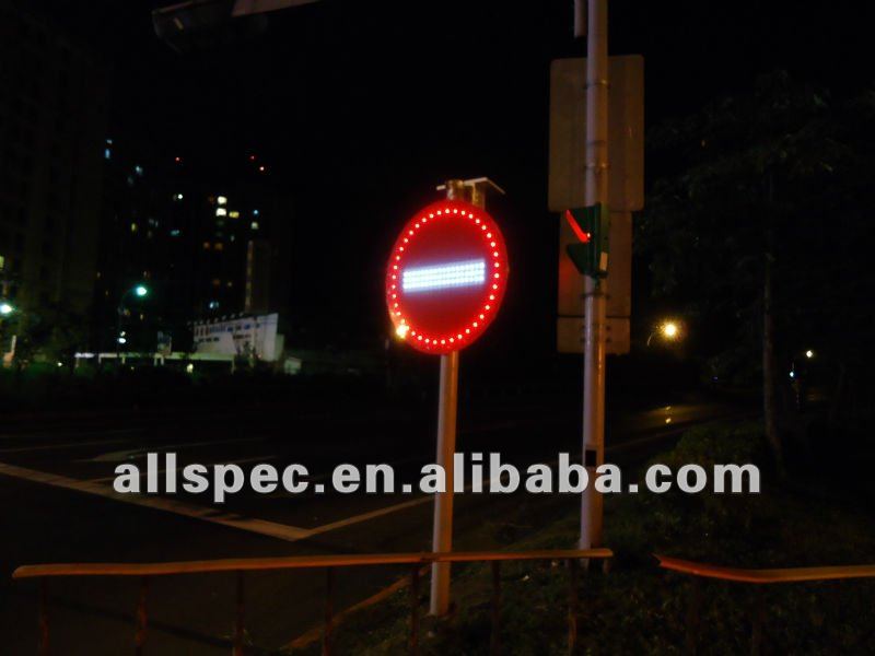 solar energy No Entry Traffic Sign Aluminum Board LED flashing road sign