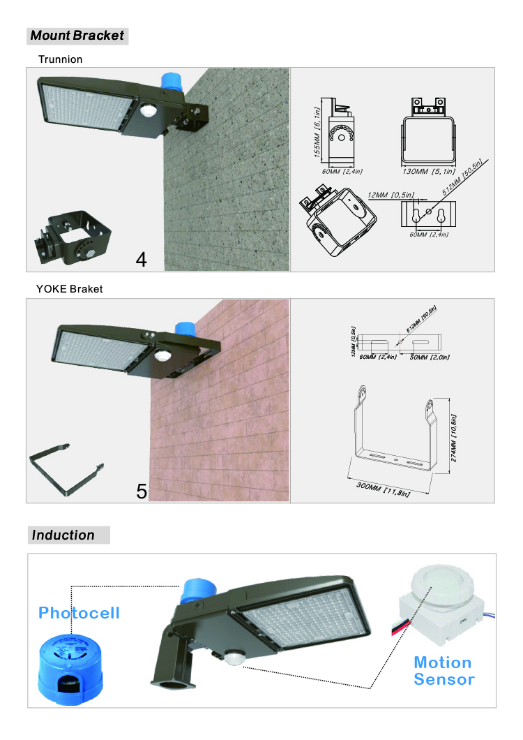 Outdoor Dusk-to-Dawn Street Lamp Photocell IP65 DLC Premium 240W LED Parking Lot shoe box Light