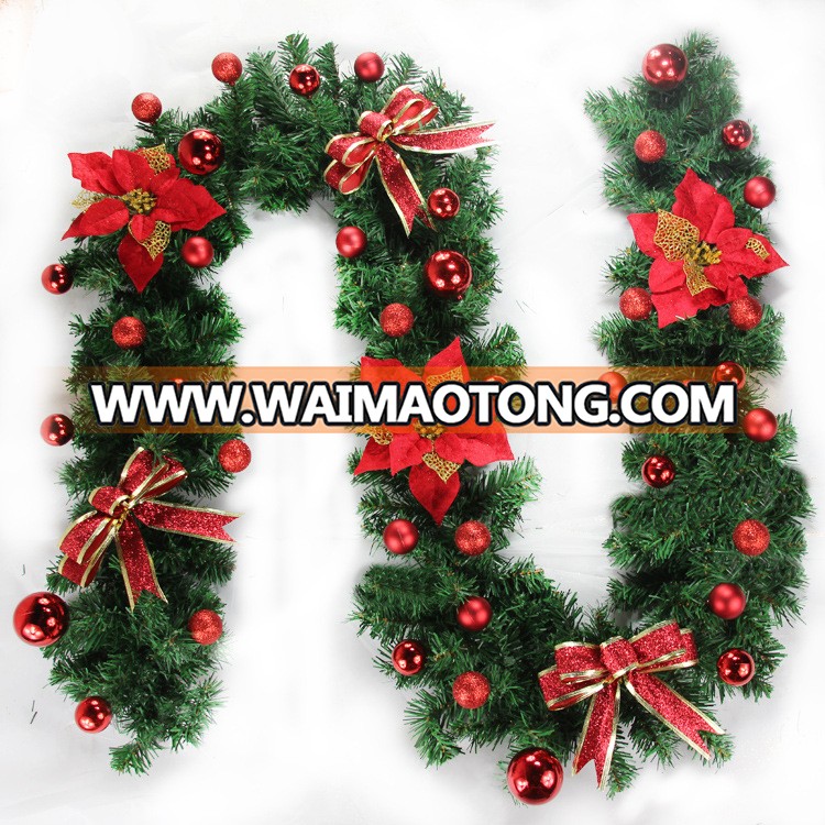 Factory artificial christmas garland christmas wreath for door green hanging decorations