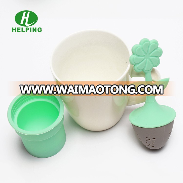 Food Grade Flower Tea Infuser Silicone Tea Filter With Rose Shape Handle