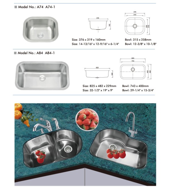 304 stainless steel kitchen sink display