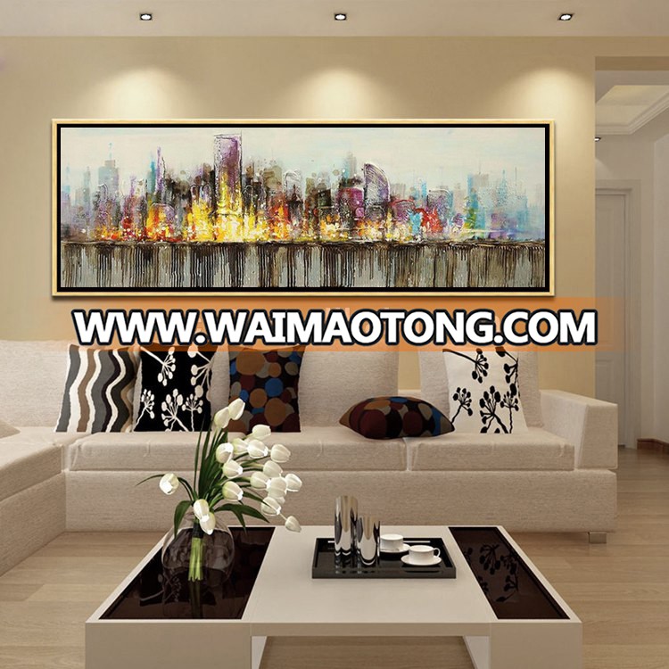 beautiful natural scenery wall art city in the water abstract knife canvas oil painting