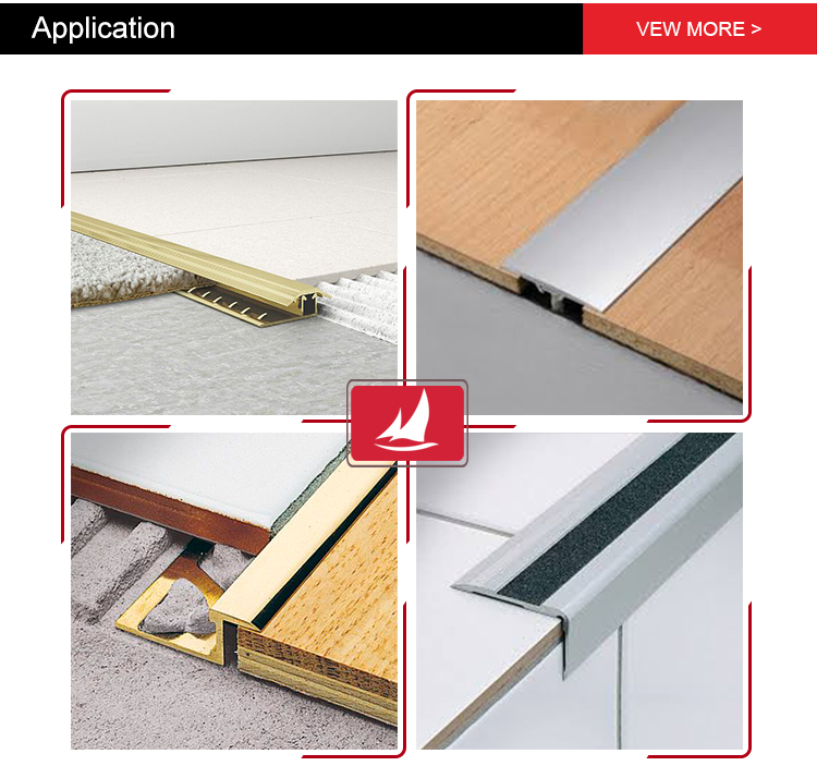 Factory Direct Aluminium transition profiles trim for carpets in Foshan