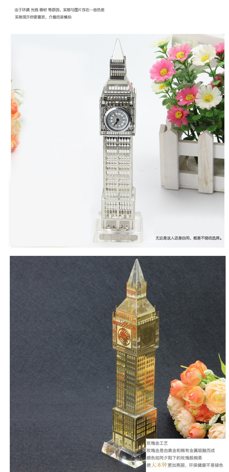 High Quanlity Tastefully Golden Crystal BUS model For Fancy Clock UK Souvenir