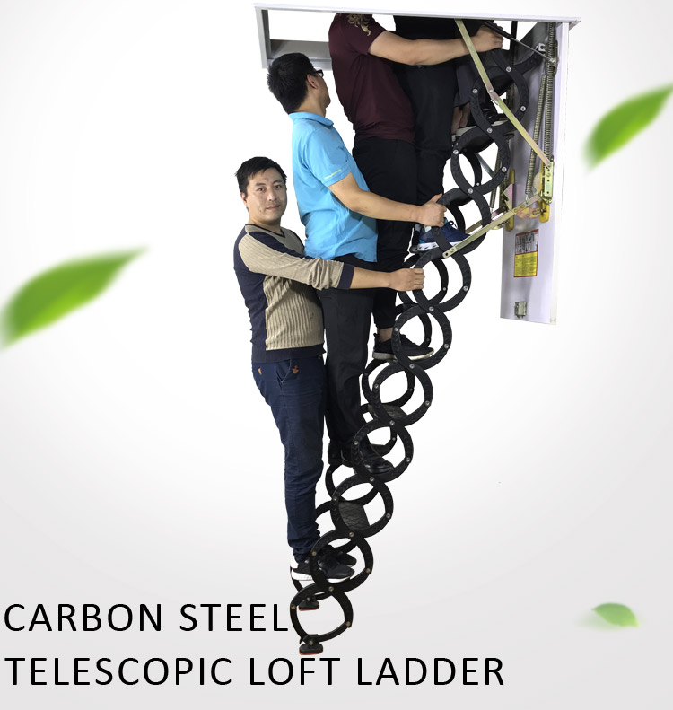 Manual Carbon Steel Telescoping Attic Ladder