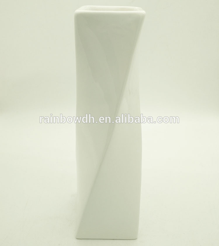 Contemporary White Tall Ceramic Flower Vase for Home Decor