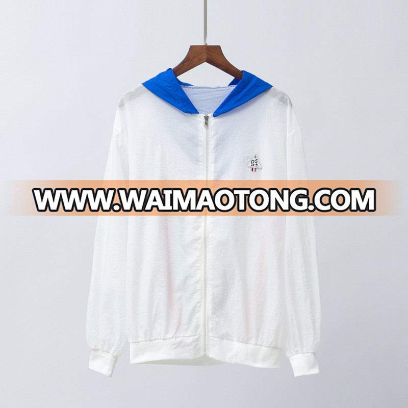 Summer Female Thin Stripe Short Thin Coat Jacket Baseball Uniform Air Conditioning Cardigan Printing Sunscreen Clothing