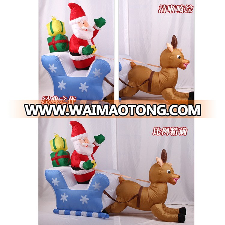 wholesale 2m long inflatable santa with sleigh and reindeer