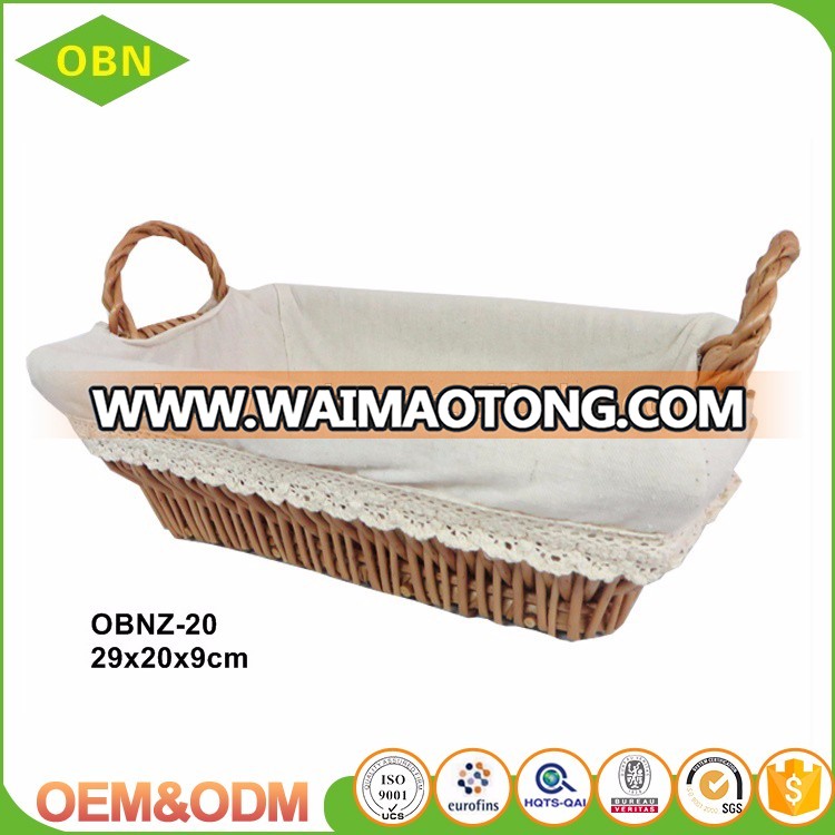 Food safe grade woven fruit tray wicker rattan bread basket with handle