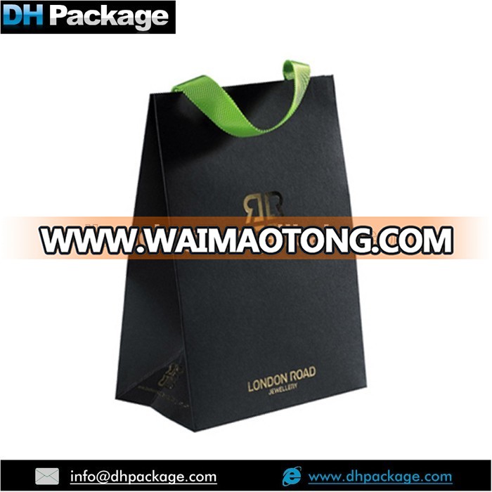 Luxury Black Paper Gift Bags Paper Carrier Bag Party Bag with RibbonHandles