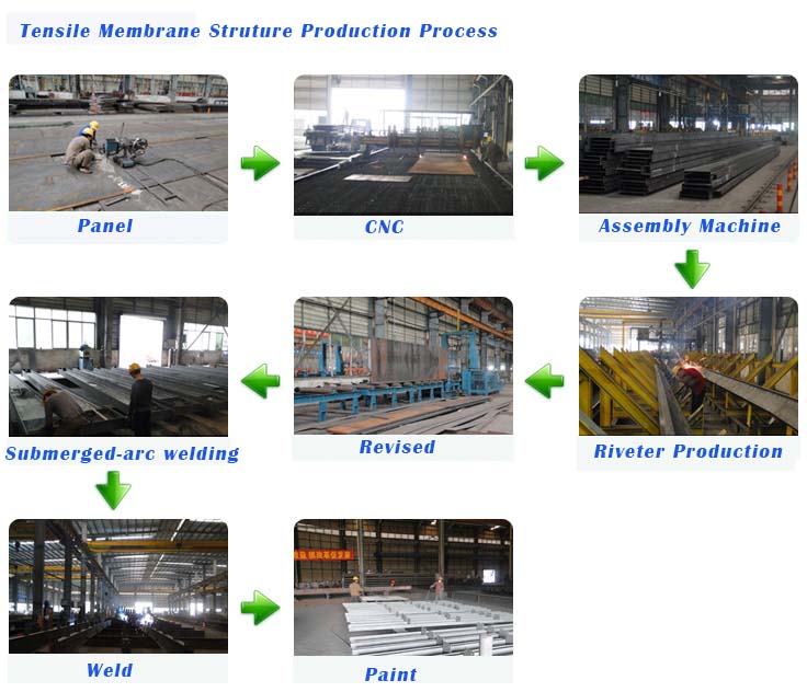 PVDF Tension fabric Membrane Structure/Tend Shade Tensile Membrane Structure