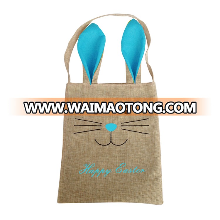 Shangyi factory sale jute tote bag burlap easter bag with bunny ears