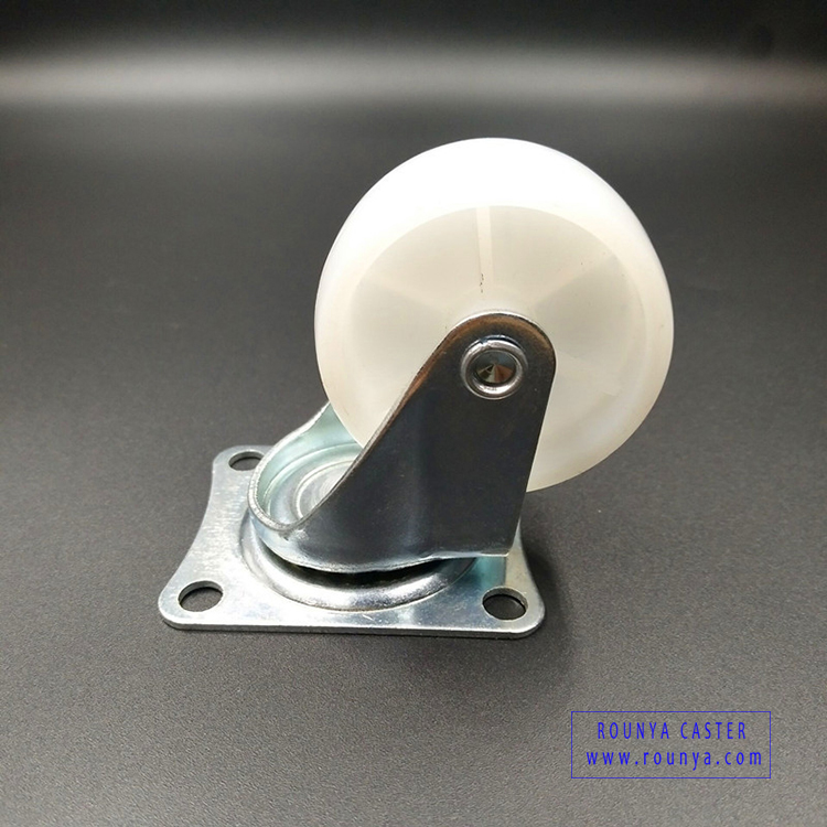 Replacement white single wheel light duty swivel plate plastic caster for furniture and rack