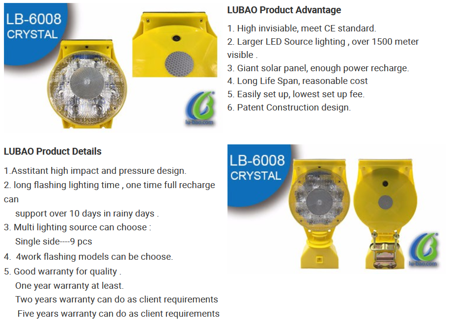 CE Approved Flashing Lamp LED Road Safety Solar Warning Barricade Light